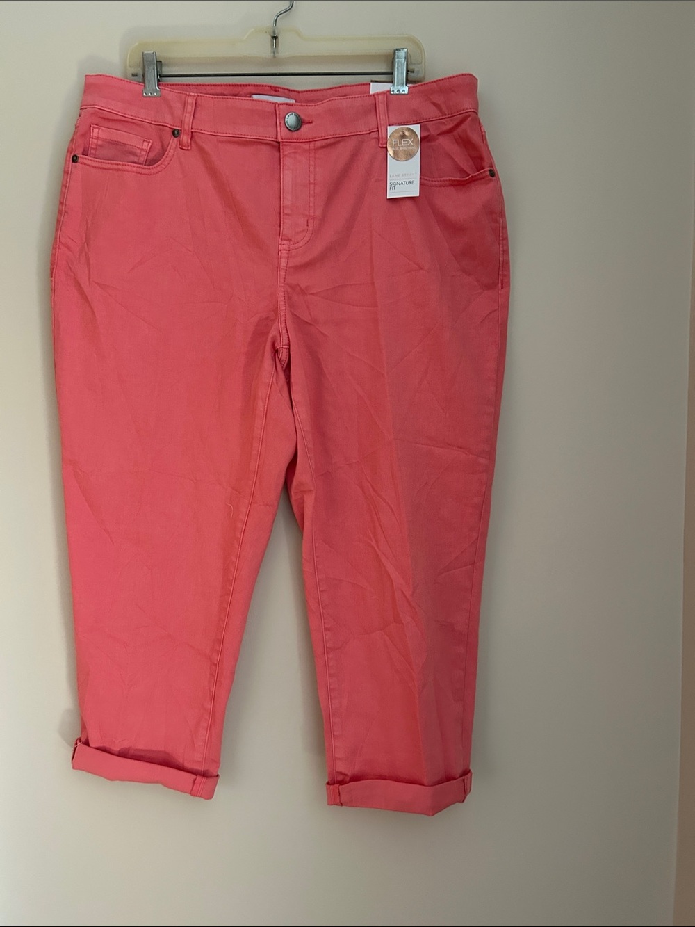 Lane Bryant coral pink signature fit boyfriend ankle length jeans size 14 NWT